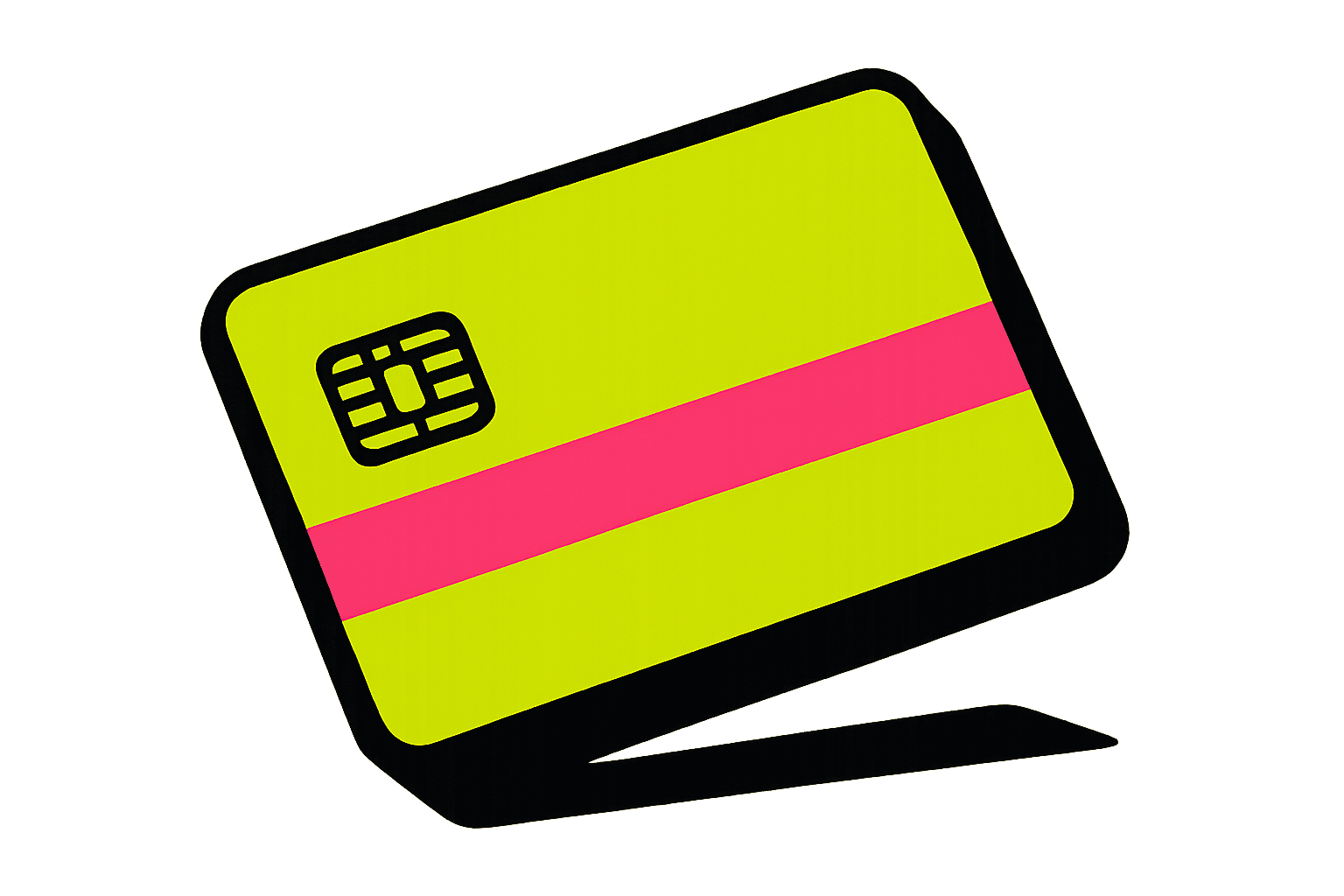 Ledgerline payment card in acid lime, hot pink and black